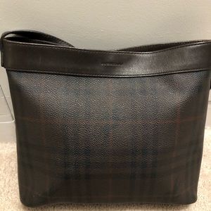 Burberry Brown Plaid Shoulder Bag.  Please see pictures for wear on bottom.